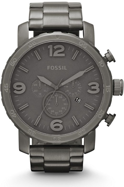Fossil Men's JR1400 Nate Chronograph Stainless Steel Smoke Band .