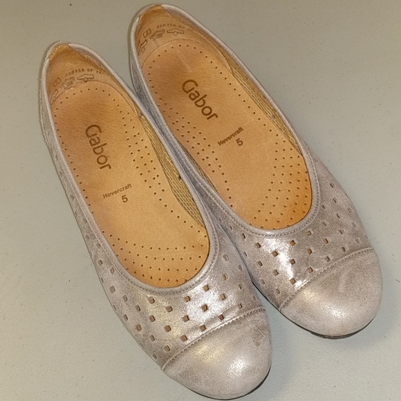 hovercraft gabor Shoes | Gabor Metallic Taupe Leather Flats Uk .