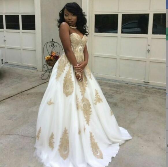 White A line Prom Dresses African Black Girl Appliques Evening .