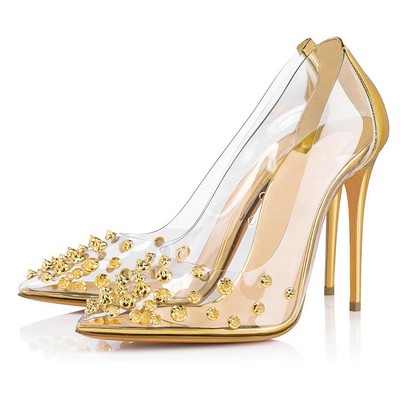 Women's Pumps Stiletto Heel Gold Leatherette Wedding Shoes .