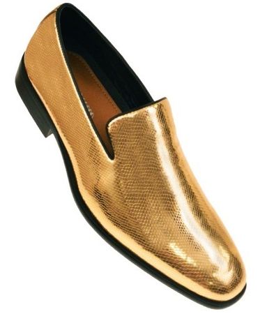 Amali Mens Shiny Gold Foil Slip On Dress Shoes Durant Size 10, 10