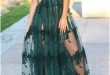 Buy Glamorous Spaghetti Straps Long Dark Green Prom Dress with .