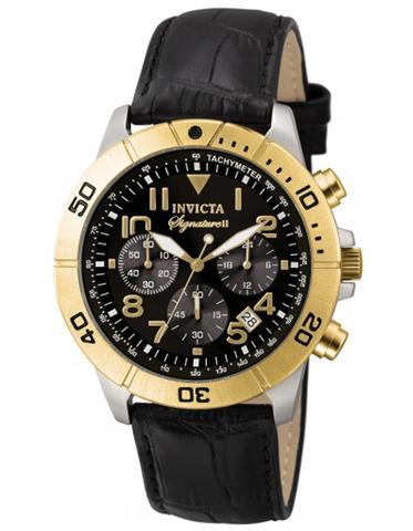 Invicta Mens Signature Chronograph Watch - Two-Tone Case - Black .