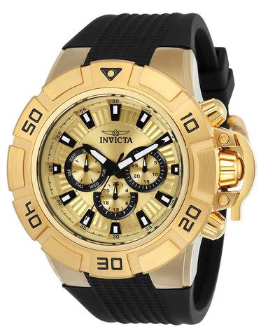INVICTA I-Force Mens Day / Date Watch - Gold-Tone - Black Silicone .