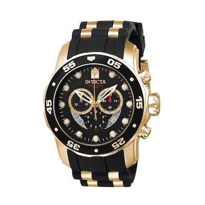 Men's Invicta Pro Diver Two-Tone Chronograph Watch with Black Dial .