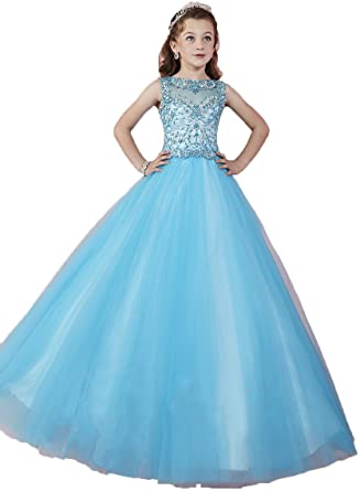 Amazon.com: Zhiban Little Girls Princess Bateau Neck Tulle Ball .