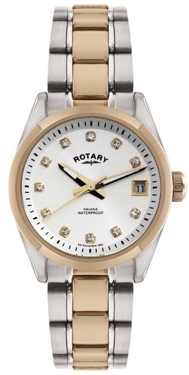 Rotary Watch Ladies Two Tone #bezel-fixed #bracelet-strap-gold-pvd .