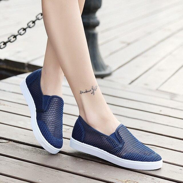 PINSEN 2020 Summer Women Shoes Breathable Slip-On Flat Shoes Woman .
