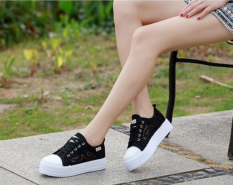 Fashion summer casual ladies shoes cutouts lace canvas – TopFashiono