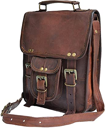 Amazon.com: 11" small Leather messenger bag shoulder bag cross .