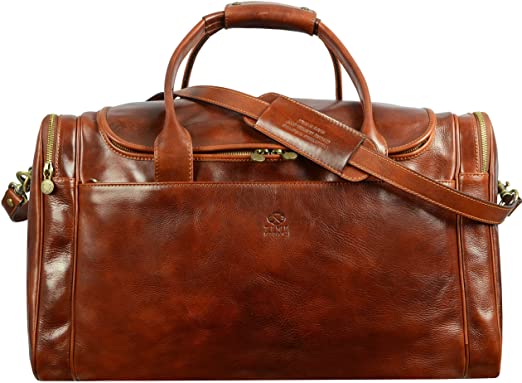 Amazon.com | Leather Duffel Bag Weekend Bag Gym Large Travel Bag .