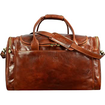 Amazon.com | Leather Duffel Bag Weekend Bag Gym Large Travel Bag .
