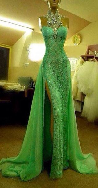 lime green dress, sparkly dress, prom dress, long prom dress .