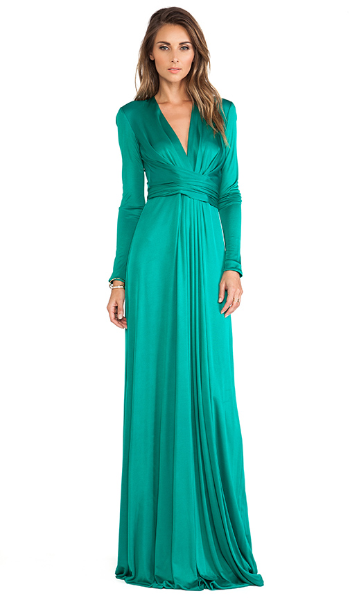 Issa Florence Long Sleeve Maxi Dress in Jade | REVOL