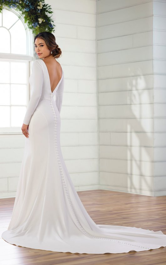 Simple and Sleek Long-Sleeved Sheath Wedding Dress - | Sleek .