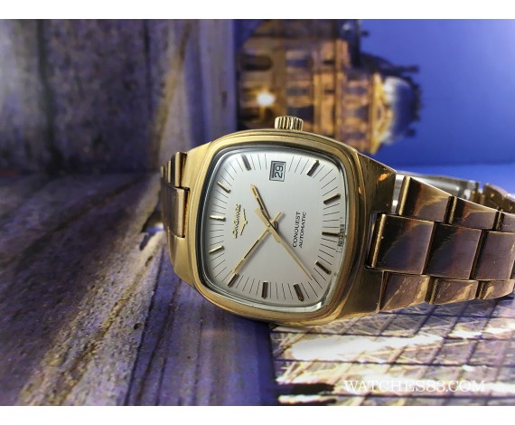 Vintage swiss watch automatic Longines Conquest gold filled .