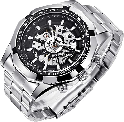 Amazon.com: Mens Watches, Mechanical Skeleton Stainless Steel .