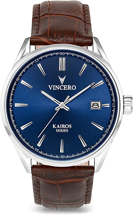 Amazon.com: Vincero Luxury Men's Kairos Wrist Watch — Blue dial .