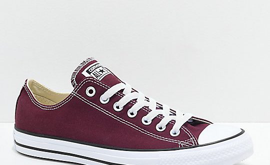 Converse Chuck Taylor All Star Ox Maroon & White Shoes | Zumi