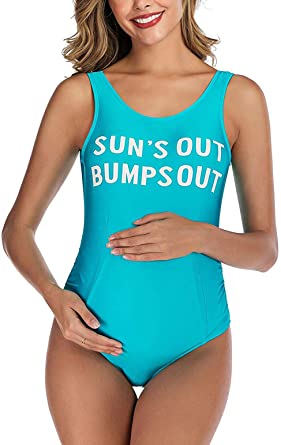 Womens One Piece Maternity Swimsuits Sun's Out Bumps Out Bathing .