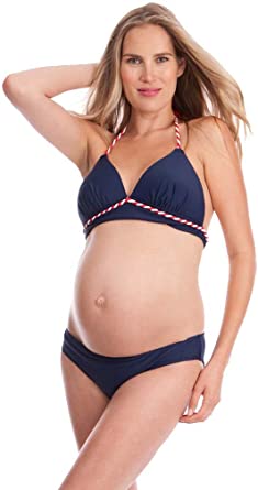 Seraphine Fiji Nautical Maternity Bikini - Navy/Red - X-Small at .