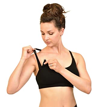 Amazon.com: Bamboobies Nursing Bra | Medium | Black | Yoga Nursing .