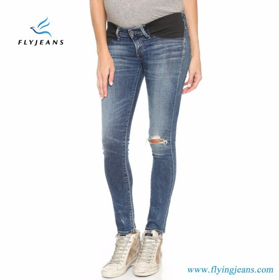 China New Style Low-Rise Denim Women Maternity Jeans by Fly Jeans .