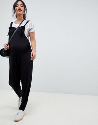 ASOS DESIGN Maternity overall jumpsuit in jersey Black knit .