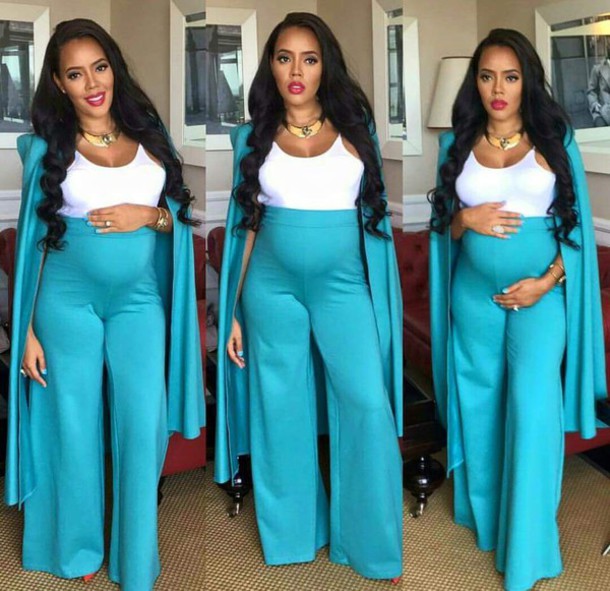 jumpsuit, angela simmons, maternity - Wheretog