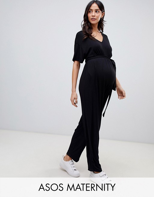 ASOS DESIGN Maternity belted jumpsuit with kimono sleeve | AS