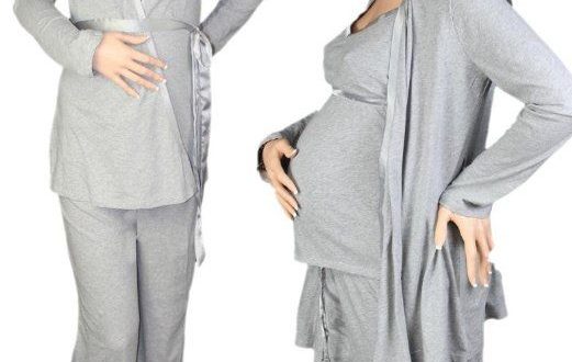 Maternity Pyjamas Set Easy Feed with Dressing Gown: Amazon.co.uk .