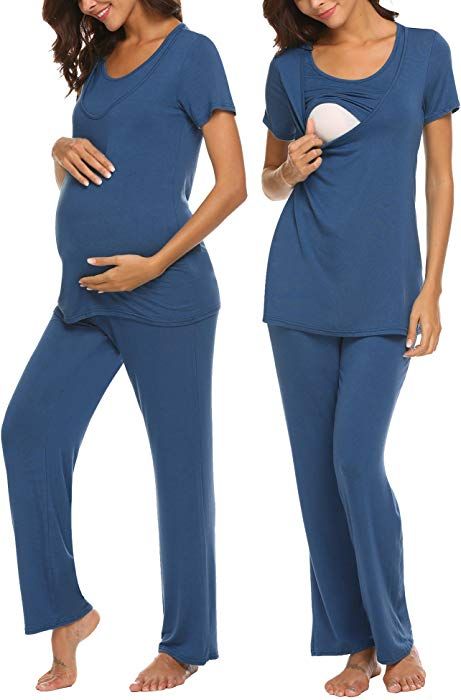 MAXMODA Womens Maternity Nursing Pajamas Set Breastfeeding PJS for .