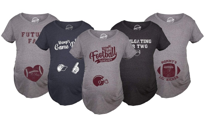 Cute and Funny Football Maternity T-Shirts. Plus Sizes Available .