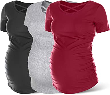 Rnxrbb Womens Short Sleeve Maternity Shirts Ruched Maternity T .
