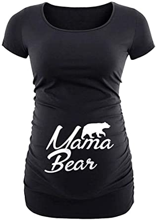 Decrum Maternity Shirts for Women - Mama Bear Funny Pregnancy .