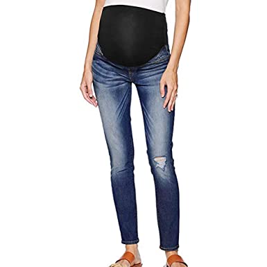 Womens Maternity Skinny Jeans Over The Belly Super Soft Stretch .