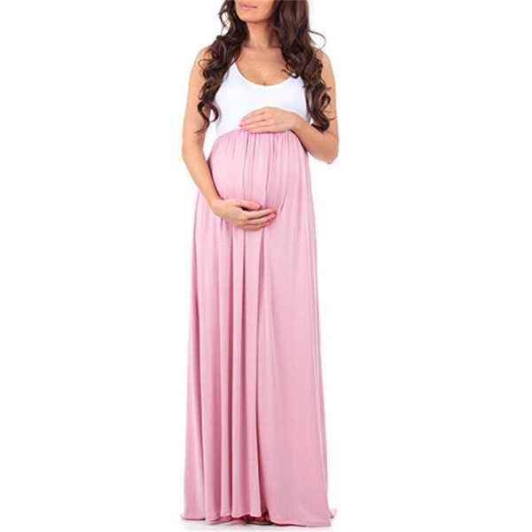 Summer maternity dress sleeveless maxi dresses for pregnant women .