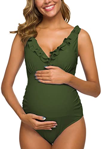 Tempotrek One Piece Maternity Swimsuits Ruffle Flounce Swimwear .