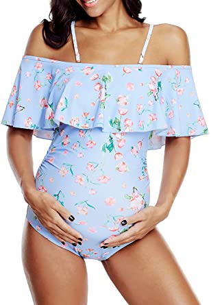 Zando Women's Maternity Swimsuit 1 Piece Pregnancy Beach Swimwear .