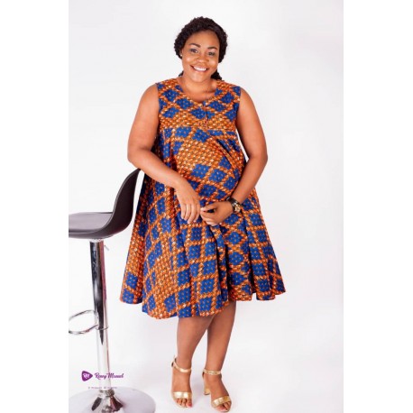Sleeveless A-shaped African Print maternity dress - RMMaterni