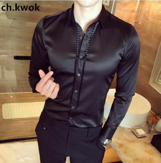 2018 New Solid Men Office Business Formal Shirts Long Sleeves .