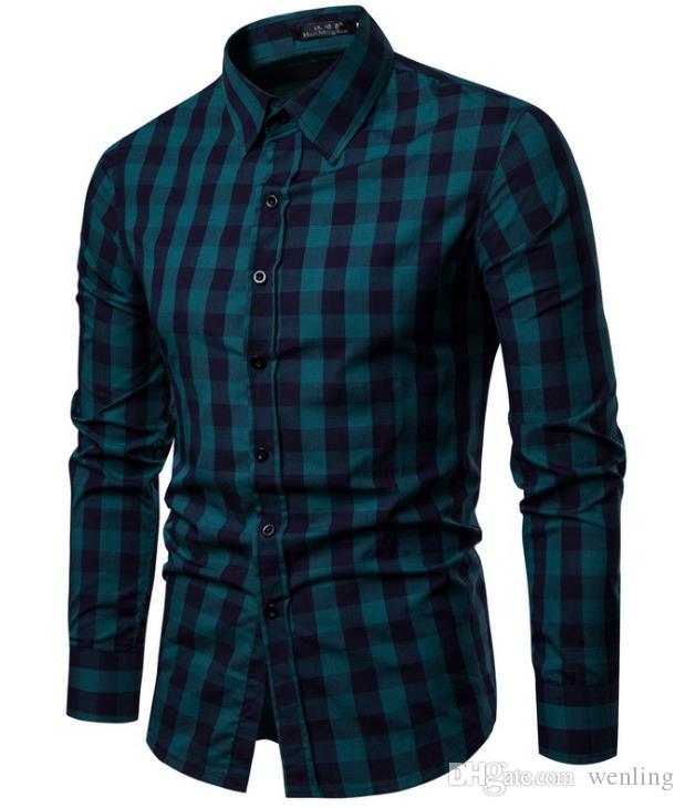 2020 NEW Men Shirt Long Sleeve Mens Shirts Casual Slim Fit Men .