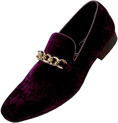 Amazon.com | Amali Fay Velvet Men's Slip-On Shoes with Gold Chain .