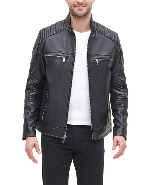 DKNY Men's Leather Racer Jacket, Created for Macy's & Reviews .