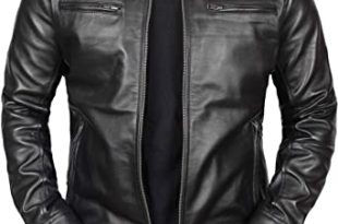 Genuine Black Leather Jacket Men - Lambskin Lightweight Mens .