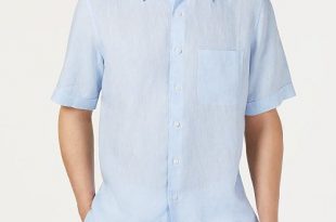 Tasso Elba Men's Cross-Dye Short Sleeve Linen Shirt, Created for .