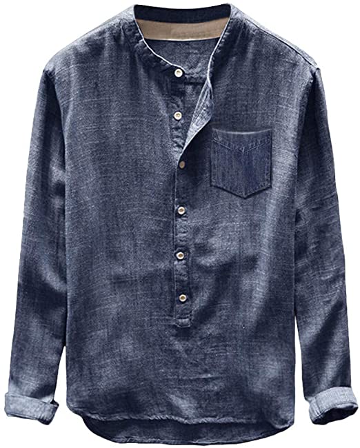 Amazon.com: Mens Linen Shirts Tronet Fashion Mens Autumn Winter .