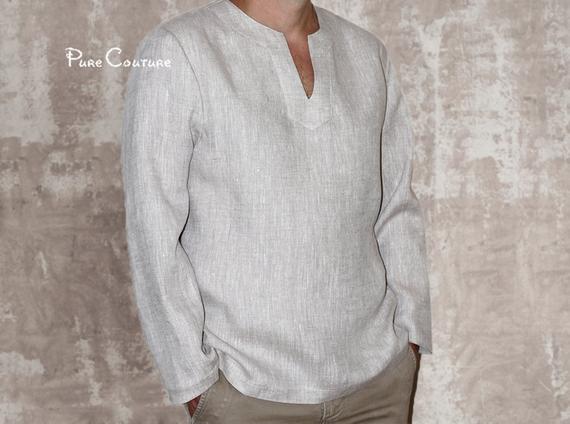 LINEN SHIRT MEN Organic linen shirt Men's long sleeve | Et