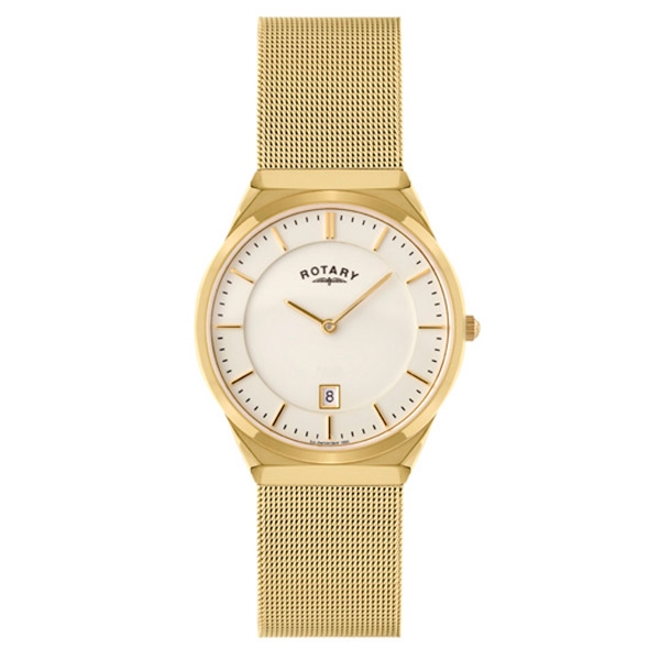 Rotary Mens Gold Tone Mesh Bracelet Watch GB02613/03| Jewellers A