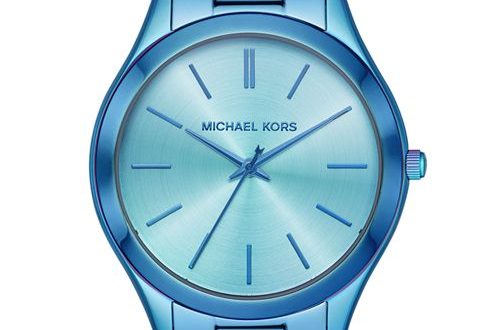 Michael Kors Women's Slim Runway Iridescent Blue IP Stainless .